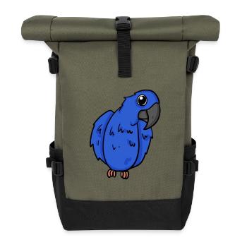 Oiseau perroquet d’ara jacinthe - Sac à dos roll top - olive/noir - Devant