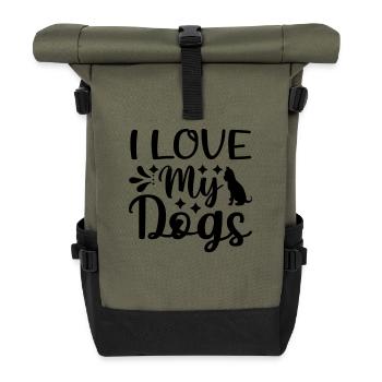 J’aime mes chiens - Sac à dos roll top - olive/noir - Devant