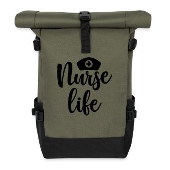 Nurse life - Roll Top Backpack - olive/black - Front