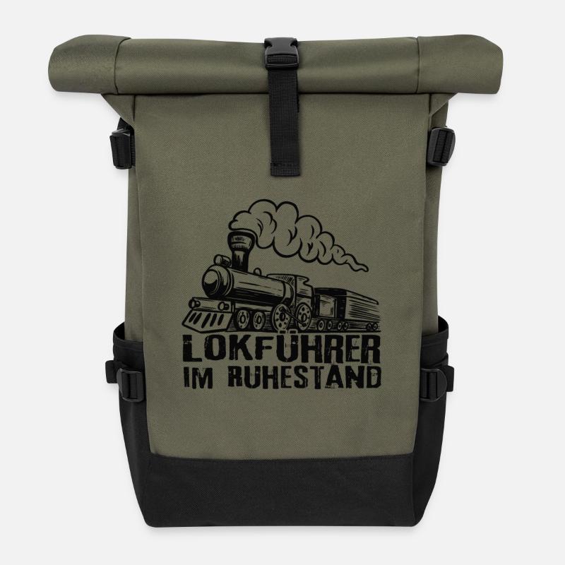Lokführer im Ruhestand - Rolltop Rucksack - Olive/Schwarz