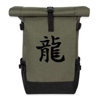 Signe du zodiaque chinois Dragon - Sac à dos roll top - olive/noir - Devant