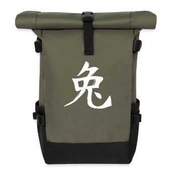 Hase Chinesisches Sternzeichen - Rolltop Rucksack - Olive/Schwarz - Vorne