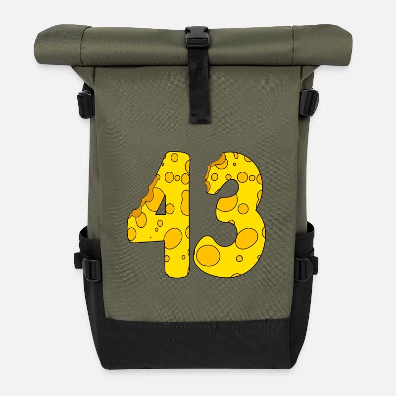43 Jahre alt - 43. Geburtstag Geschenk - 1943 - Rolltop Rucksack - Olive/Schwarz