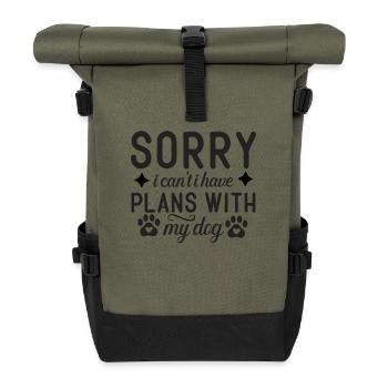 Sorry, can't, have plans with my dog - Roll Top Backpack - olive/black - Front