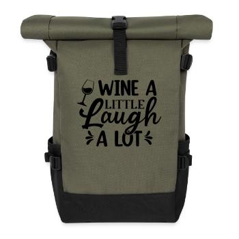 Wein ein wenig lacht viel - Rolltop Rucksack - Olive/Schwarz - Vorne