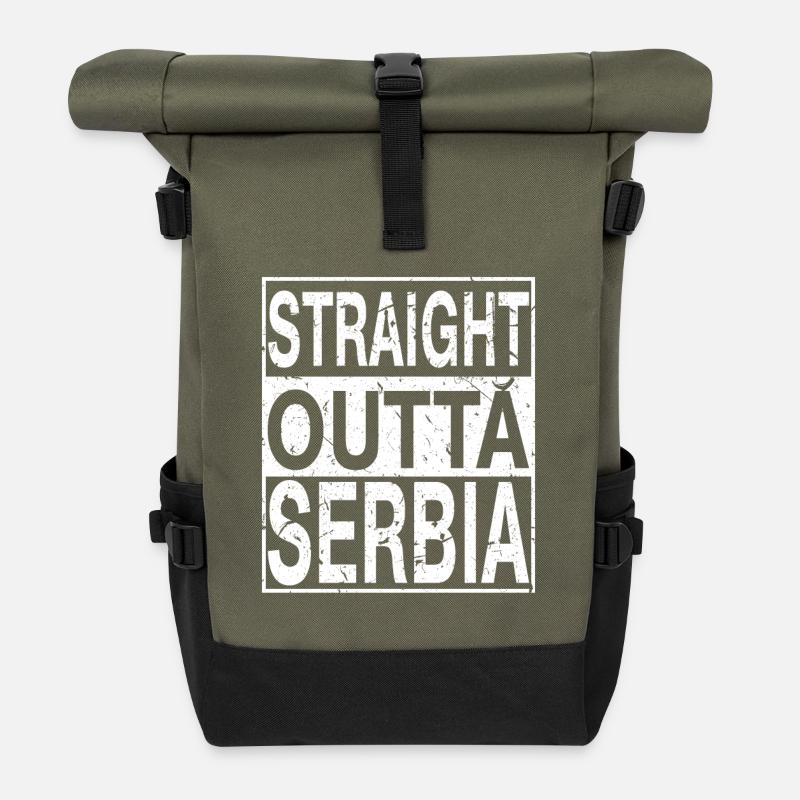 Serbien Straight outta Serbien - Rolltop Rucksack - Olive/Schwarz