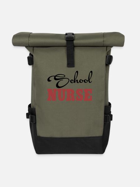 Schulkrankenschwester - Rolltop Rucksack - Olive/Schwarz