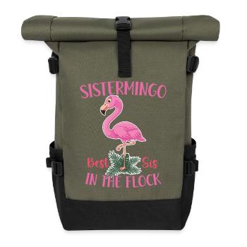 Best Sis In The Flock Sistermingo - Rolltop Rucksack - Olive/Schwarz - Vorne