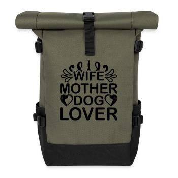 Ehefrau Mutter Hundeliebhaberin - Rolltop Rucksack - Olive/Schwarz - Vorne