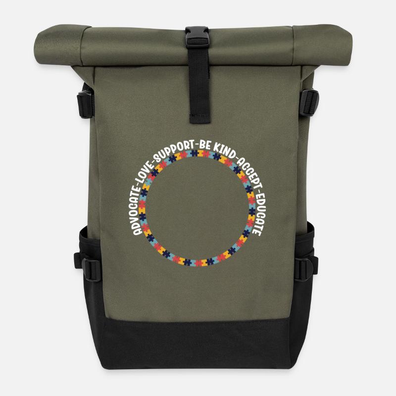 Advocate Love Support Accept Be Kind - Rolltop Rucksack - Olive/Schwarz