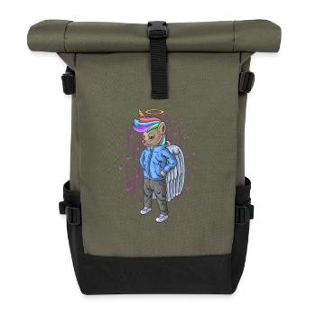 Einhorn Rebell Unicorn - Rolltop Rucksack - Olive/Schwarz - Vorne