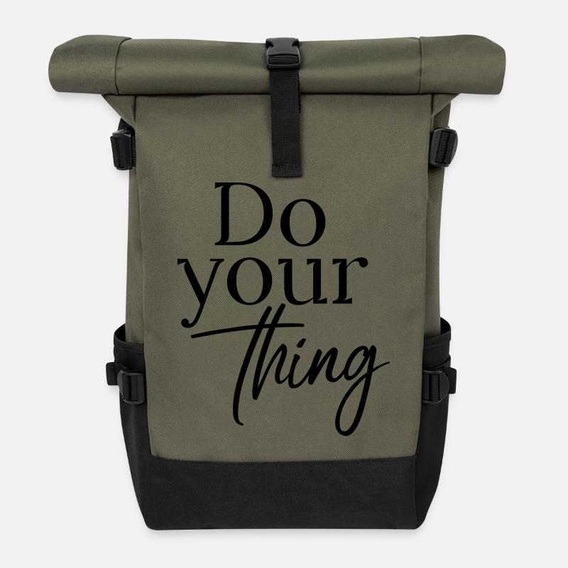 Do your thing - Roll Top Backpack - olive/black