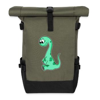 Motif de dinosaure - Sac à dos roll top - olive/noir - Devant