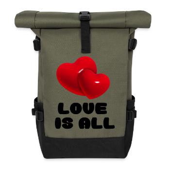 Love is everything # - Roll Top Backpack - olive/black - Front