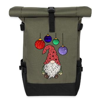Christmas Gnome Christmas Elves - Roll Top Backpack - olive/black - Front