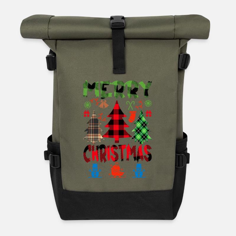 Christmas Christmas Christmas Christmas Christmas - Roll Top Backpack - olive/black
