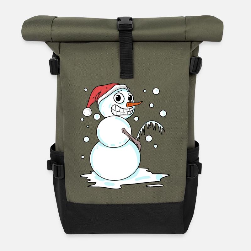 Schneemann lustig - Rolltop Rucksack - Olive/Schwarz