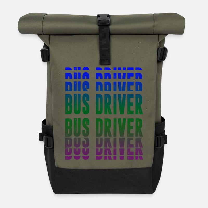 Busfahrer Design - Rolltop Rucksack - Olive/Schwarz