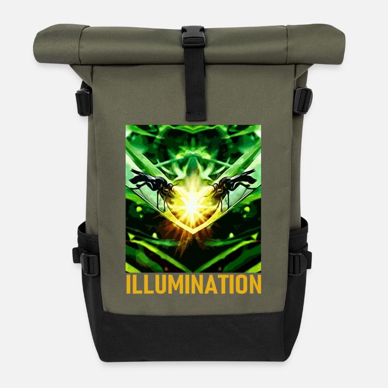 Grünes Illumination Motiv - Rolltop Rucksack - Olive/Schwarz