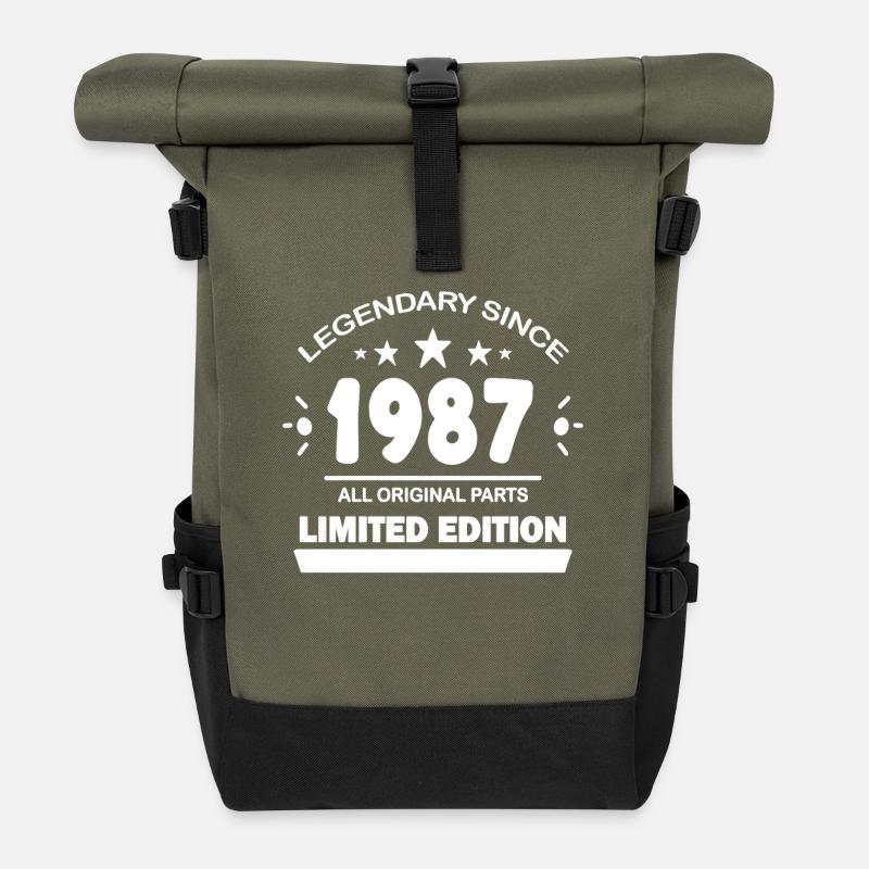 1987 - Né 1987 - Année de construction 1987 - Sac à dos roll top - olive/noir