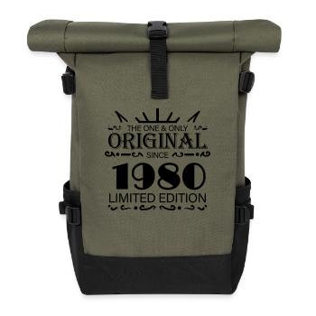1980 - Baujahr 1980 - Jahrgang 1980 - Rolltop Rucksack - Olive/Schwarz - Vorne