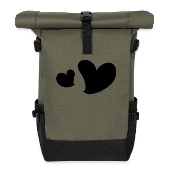 Cœurs de cœur - Sac à dos roll top - olive/noir - Devant