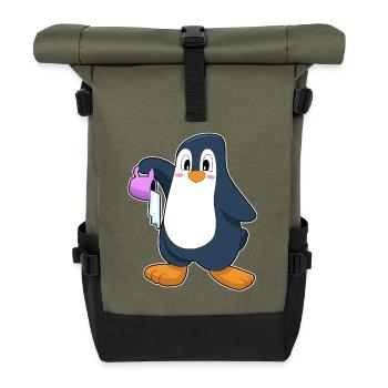 Penguin Iced Coffee - Roll Top Backpack - olive/black - Front