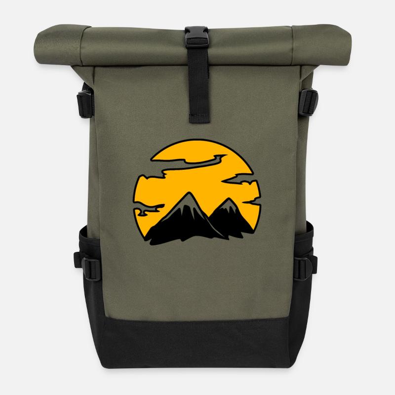 Berg Berge Berggipfel Gipfel - Rolltop Rucksack - Olive/Schwarz