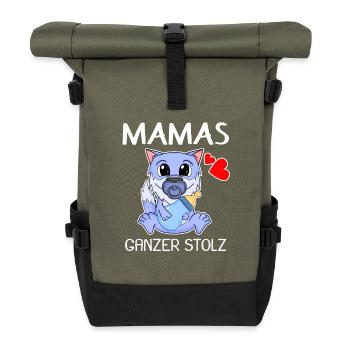 Baby Geburt Schwanger Babyspruch Sprüche - Rolltop Rucksack - Olive/Schwarz - Vorne