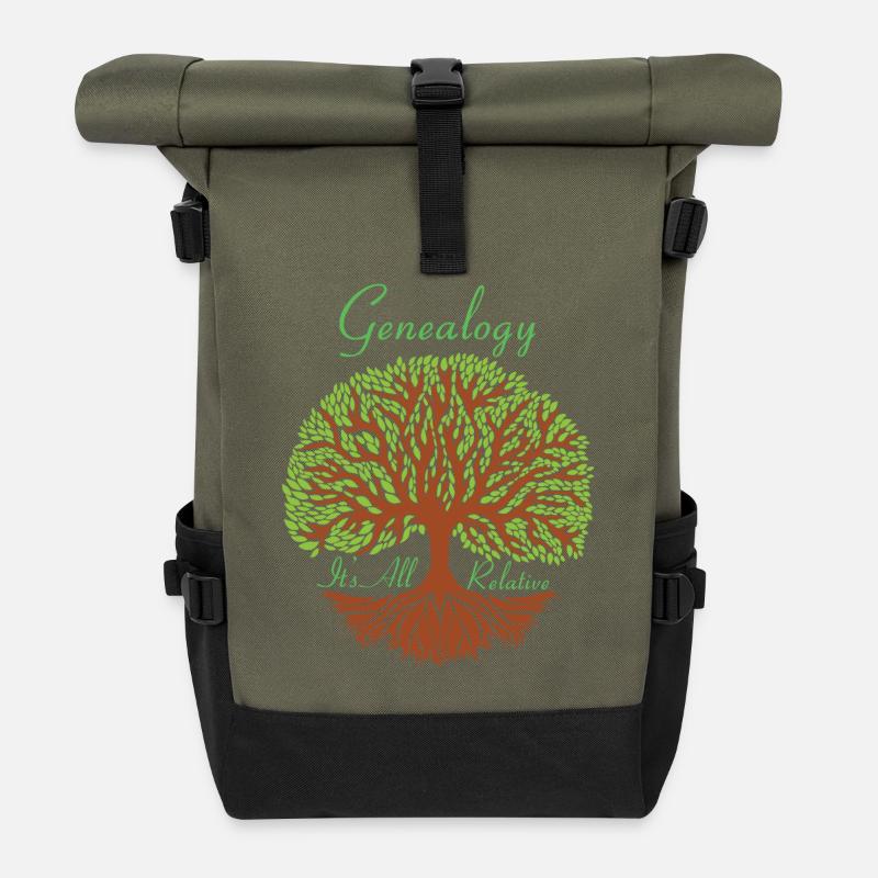 Genealogy Its All Relative Genealogist Roots - Rolltop Rucksack - Olive/Schwarz