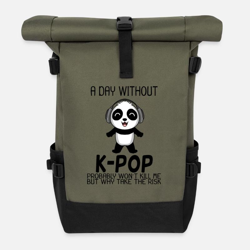 k Pop - Rolltop Rucksack - Olive/Schwarz