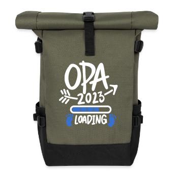 Opa 2023 loading - Opa werden - Bald Opa - Rolltop Rucksack - Olive/Schwarz - Vorne