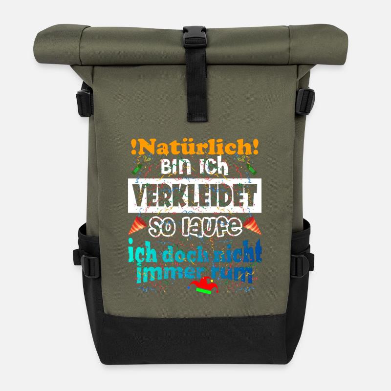 Kostüm Natürlich Verkleidet - Rolltop Rucksack - Olive/Schwarz