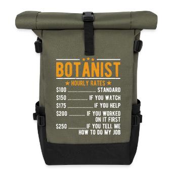 Botaniker Stundenlohn - Rolltop Rucksack - Olive/Schwarz - Vorne