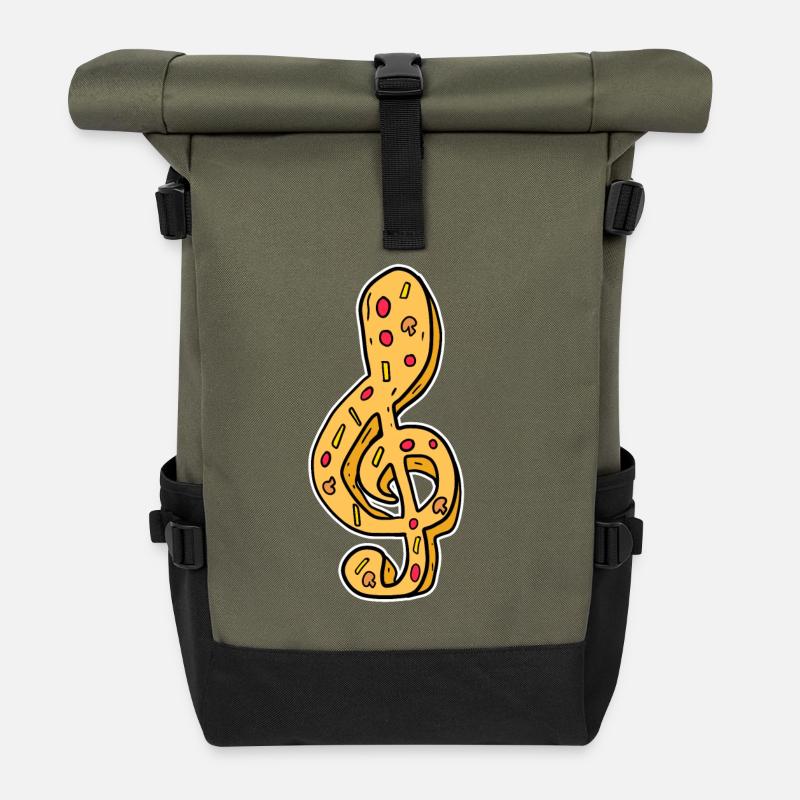 Musique Note de musique Pizza - Sac à dos roll top - olive/noir