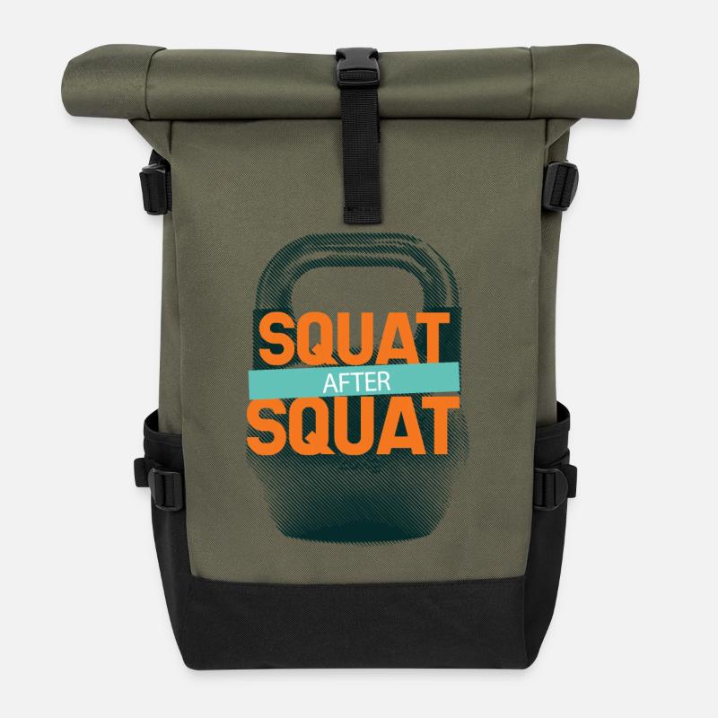 Kettlebell Squat Workout - Rolltop Rucksack - Olive/Schwarz