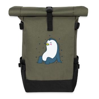 Le pingouin et le ciel nocturne Antarctique - Sac à dos roll top - olive/noir - Devant