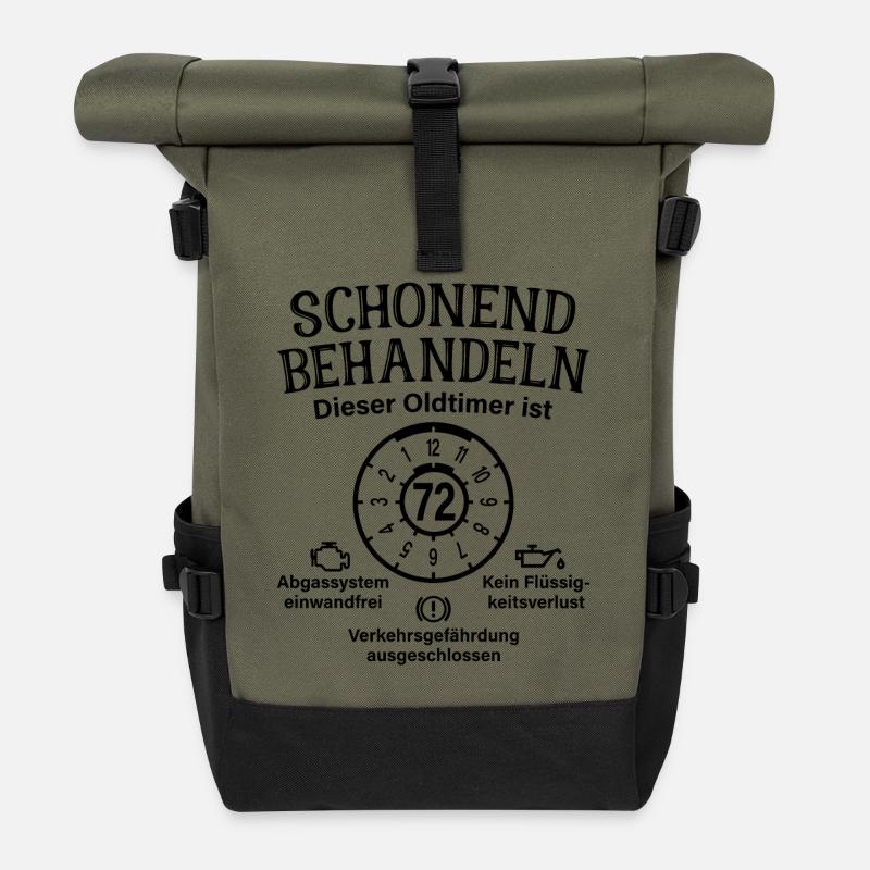 72. Geburtstag Schonend Behandeln Oldtimer Ist 72 - Rolltop Rucksack - Olive/Schwarz
