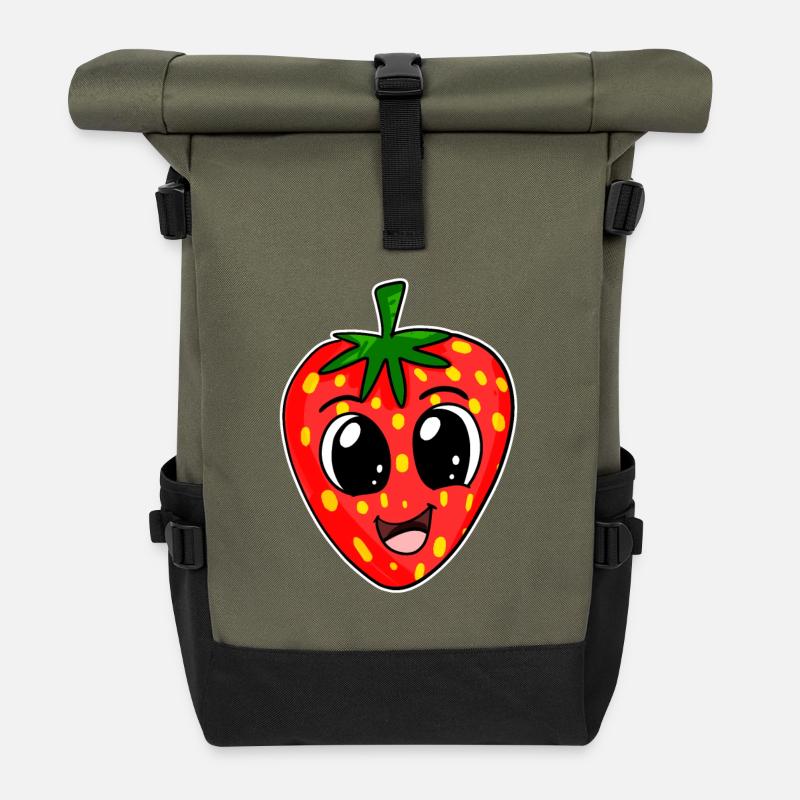 Erdbeere Erdbeeren - Rolltop Rucksack - Olive/Schwarz