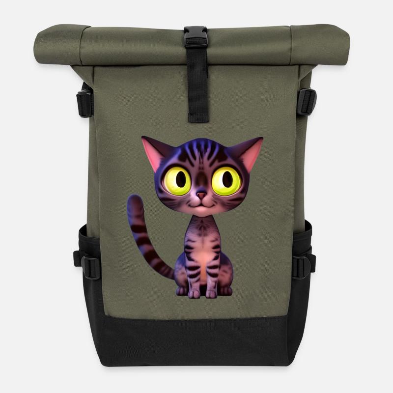 Pink tiger cat free - Roll Top Backpack - olive/black