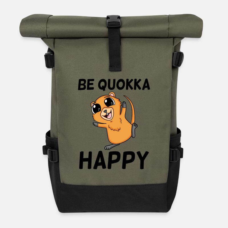 Quokka Friday motif disant - Sac à dos roll top - olive/noir
