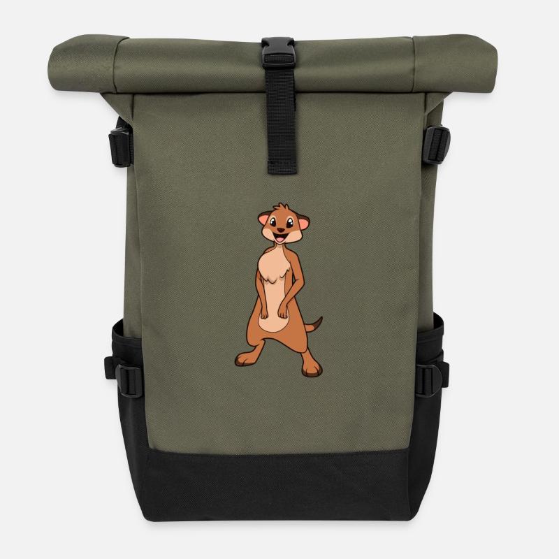 Suricate Kawaii - Sac à dos roll top - olive/noir