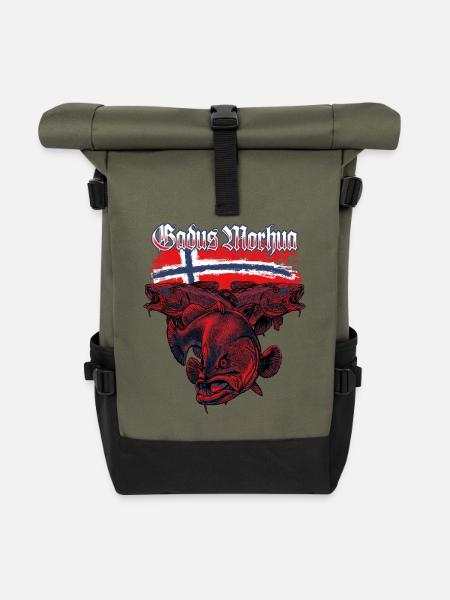 GADUS MORHUA - Dorsch - Norwegen - Rolltop Rucksack - Olive/Schwarz