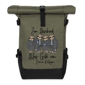 Abschied Kollege neuer Job Alles Gute Jobwechsel - Rolltop Rucksack - Olive/Schwarz - Vorne