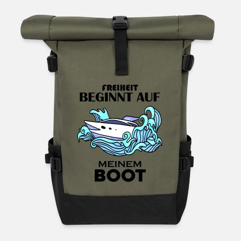 Boote Motorboot - Rolltop Rucksack - Olive/Schwarz