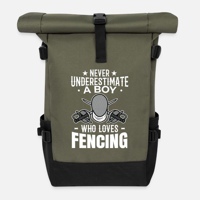 Never underestimate a fencer boy - Roll Top Backpack - olive/black