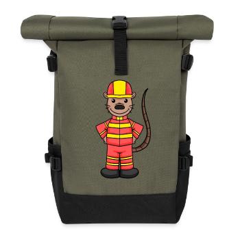Fire brigade motif for children - Roll Top Backpack - olive/black - Front