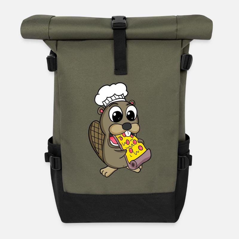 Gourmet Biber Pizza - Rolltop Rucksack - Olive/Schwarz
