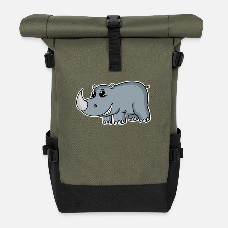 Nashörner Nashorn - Rolltop Rucksack - Olive/Schwarz