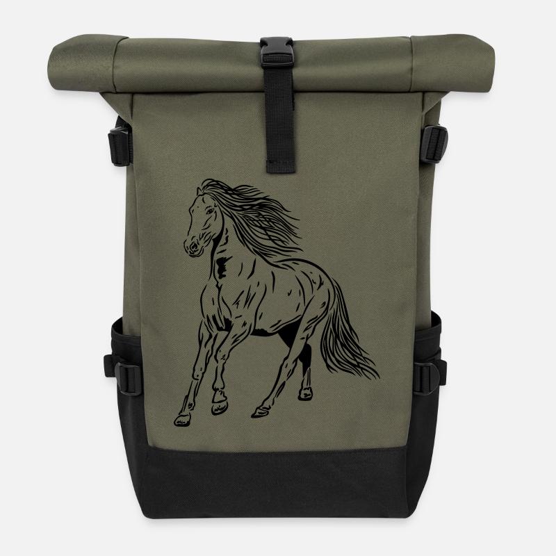 Étalon Cheval - Sac à dos roll top - olive/noir